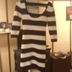 Black and white fitted mini dress